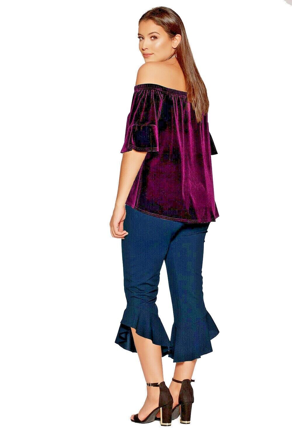 Bardot top size 12 14 16 18 20 22 Velvet Off Shoulder Top Party 467