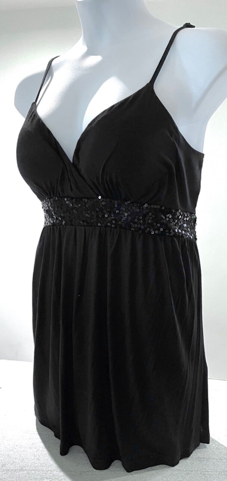 Ladies Black Strappy Sequin Top Size 16 18 20 22 24 Babydoll Party Vest 633