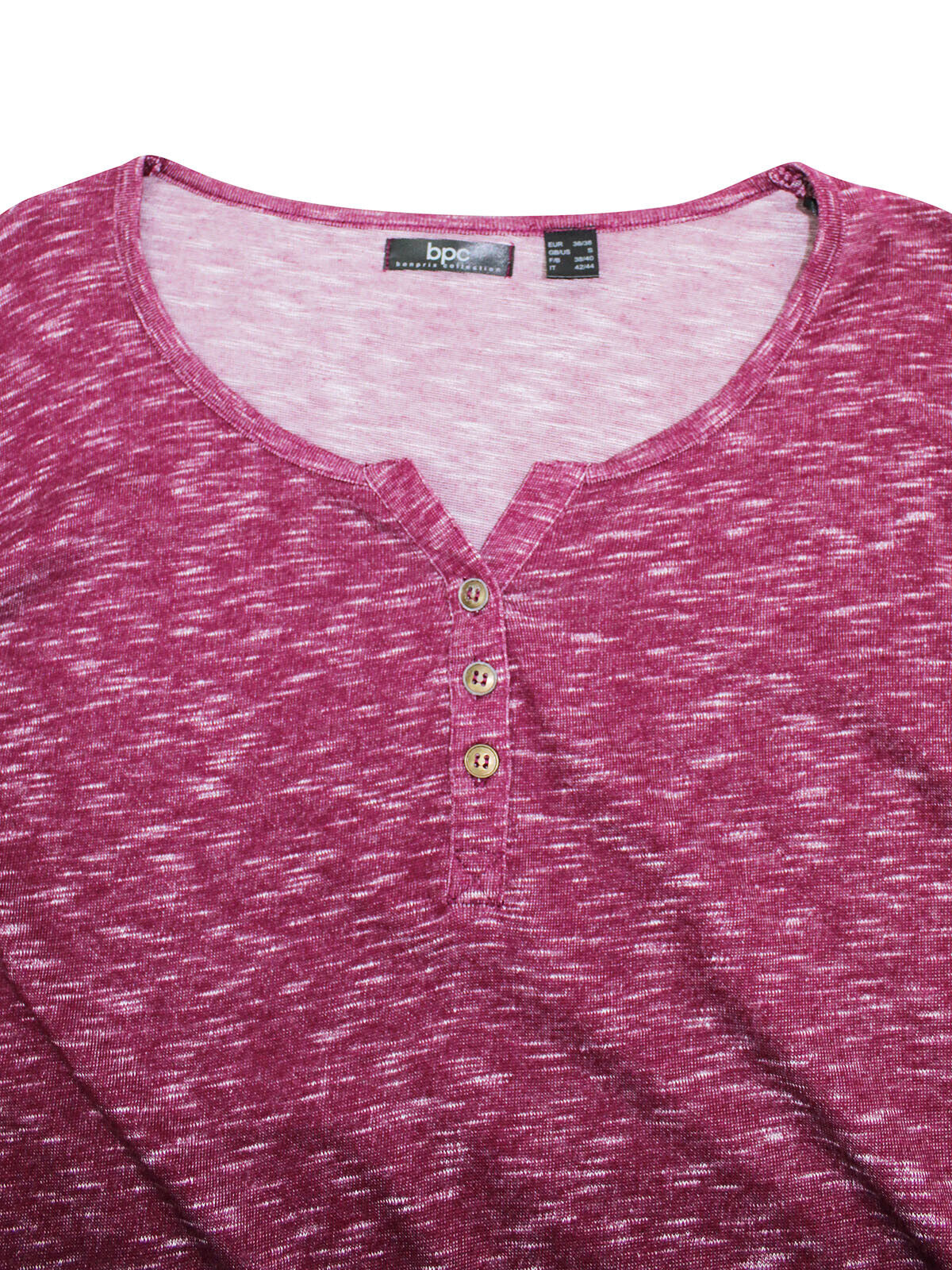 Pink Speckled Jersey Henley Top Plus Size 22/24 26/28 30/32 Roll tab sleeve 725