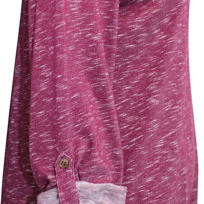 Pink Speckled Jersey Henley Top Plus Size 22/24 26/28 30/32 Roll tab sleeve 725