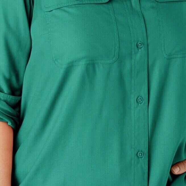 Woman Within roll tab tunic blouse plus size 18-38 Longline Green Shirt 494