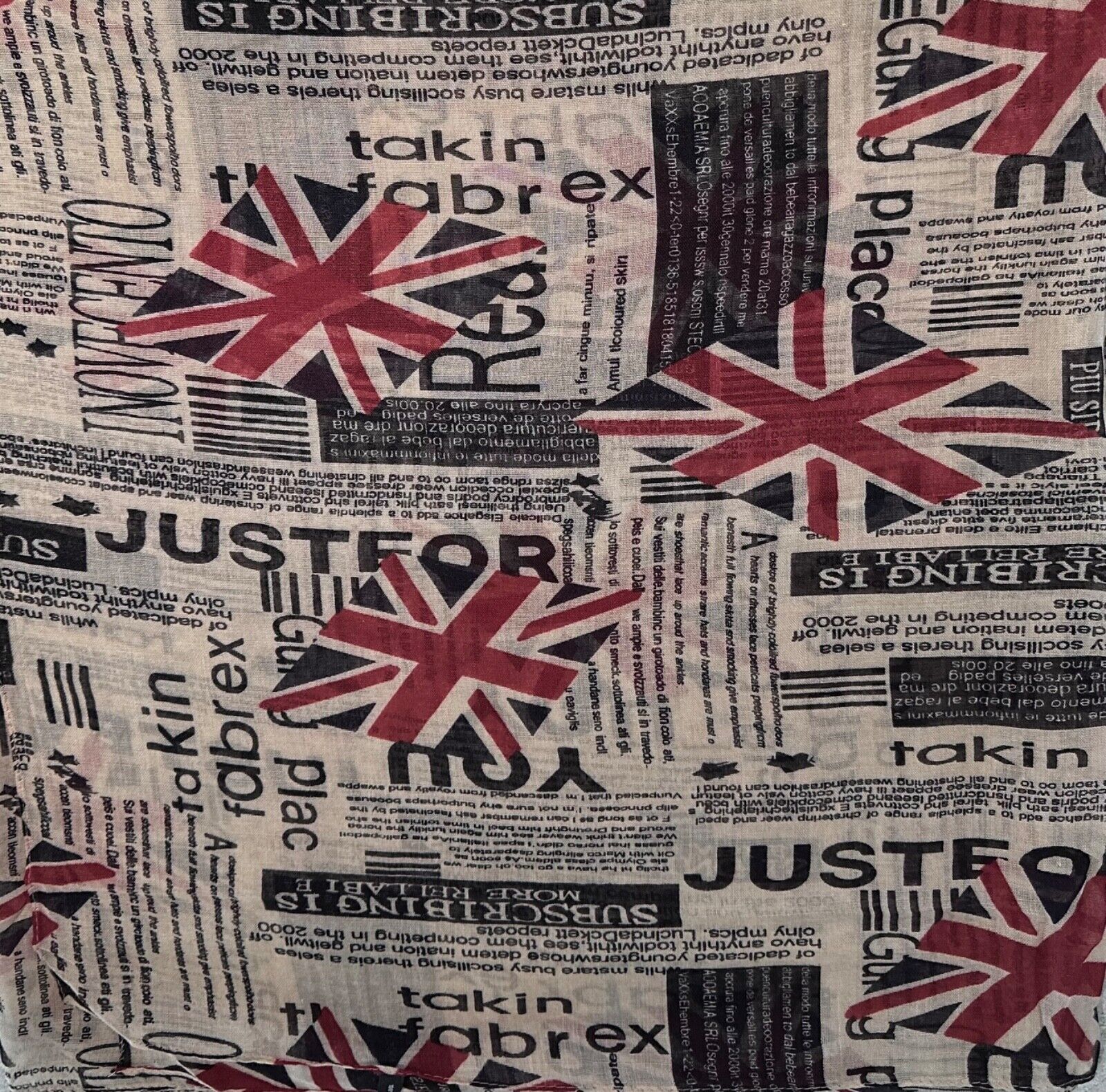 Vintage Union Jack Oversized Scarf London Bus Cowl Newspaper Print British Shawl