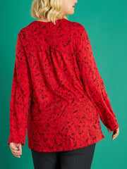  Red Floral blouse 488